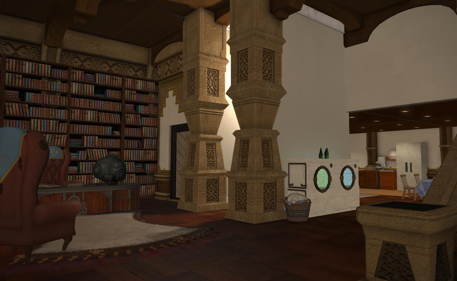 Frat house study, stairs to dorms