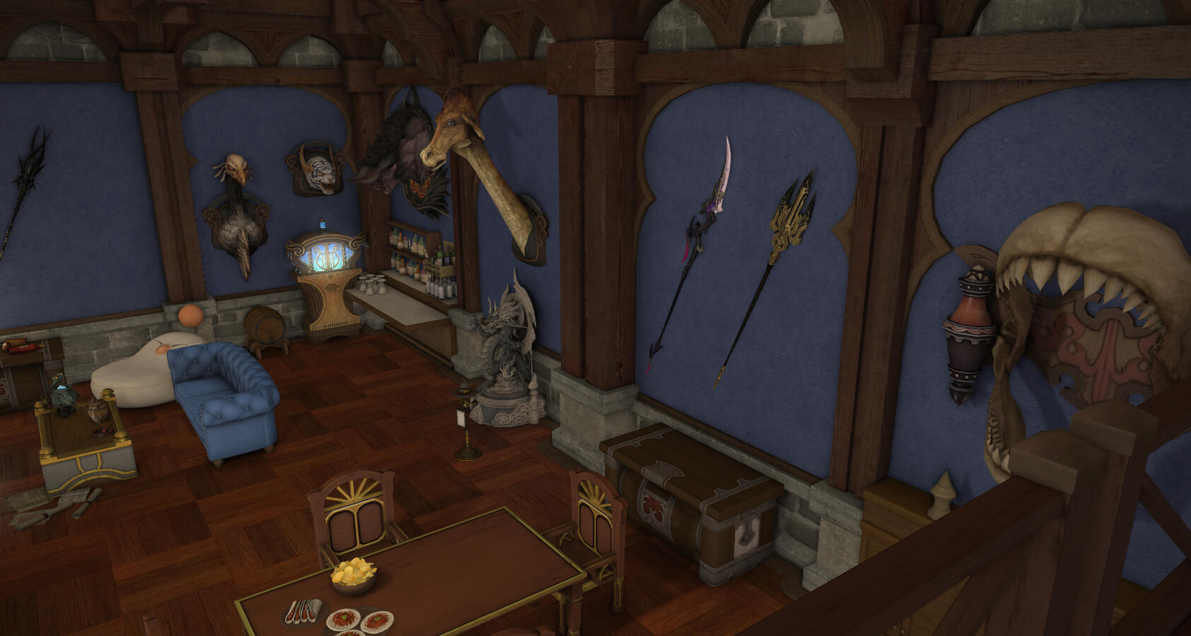 Dragoon-bro&#39;s Ishgardian home and trophy wall