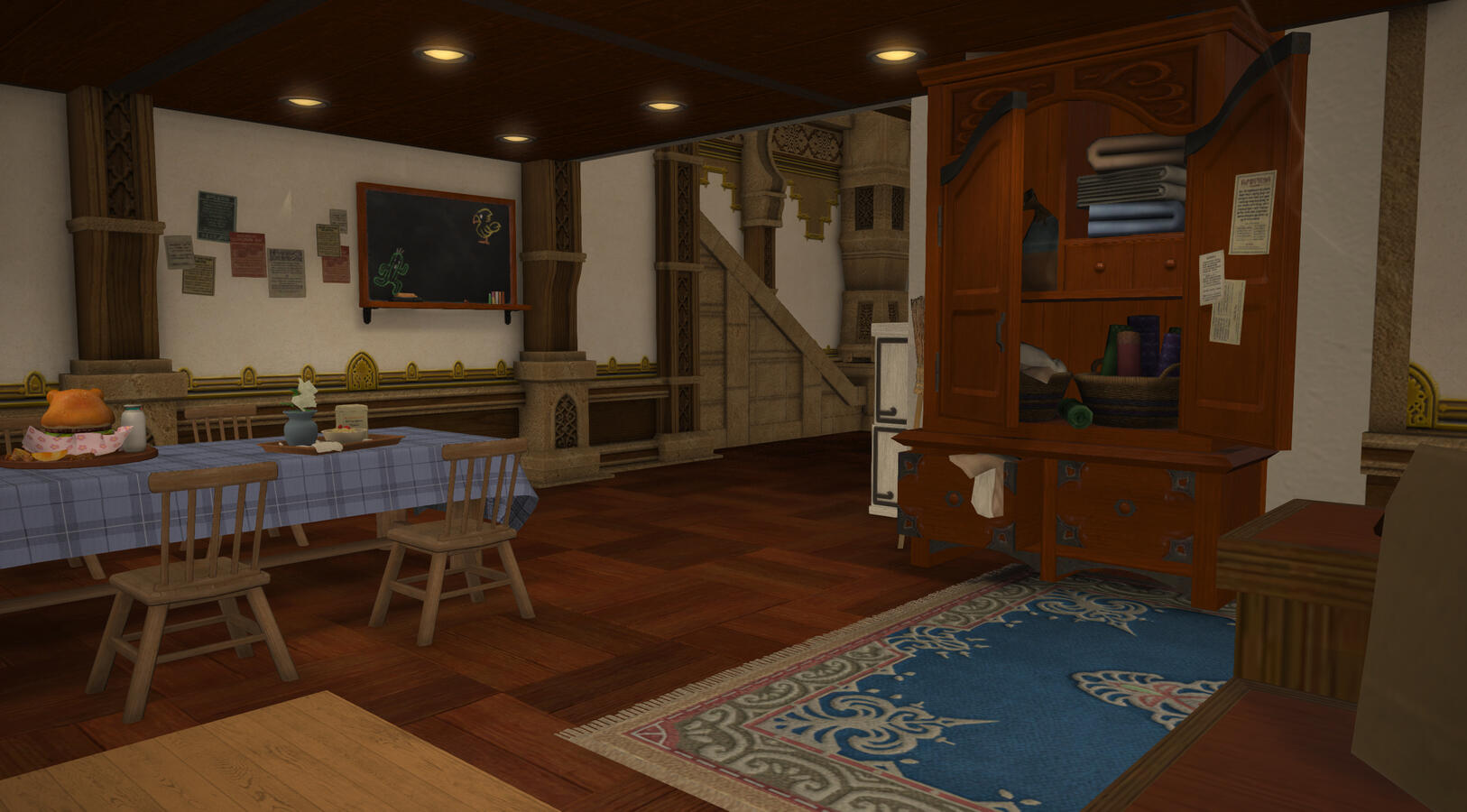 Frat house dining room and TV area